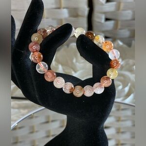 NWT Multi Color Frozen Quartz Beaded Stretch Bracelet 130.00 ctw
